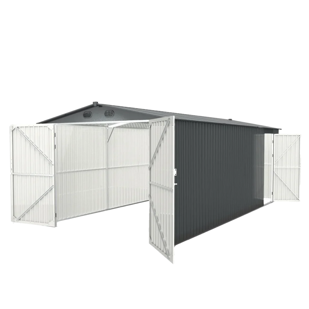 10'x20' Metal Garage Shed with Double Front Doors, Side Entry Door
