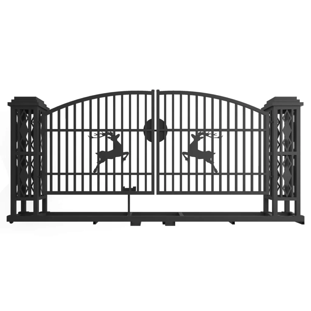 20x8 ft Dual Swing Driveway Gate with Ornamental Posts