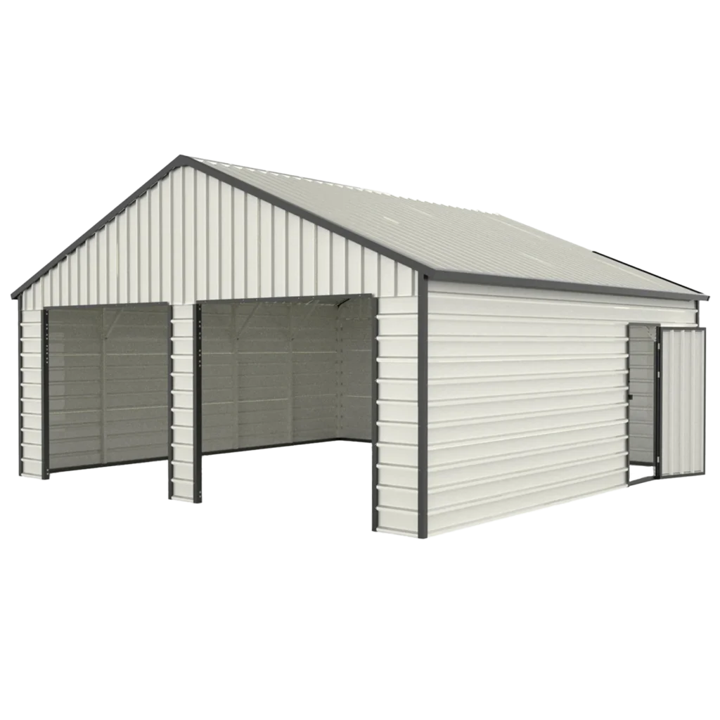 23' x 22' Double Garage Metal Shed with Side Entry Door