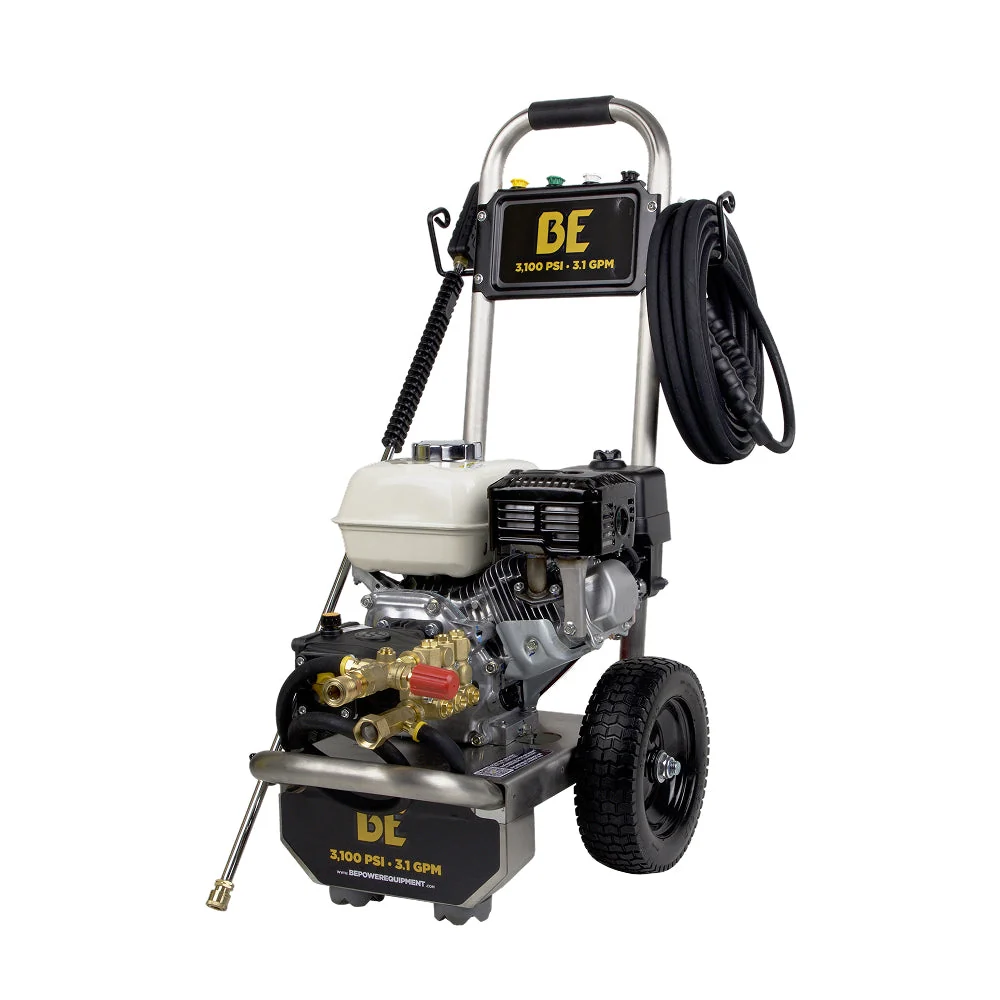 3,100 PSI 3.1 GPM Cold Water Gas Pressure Washer with Honda GX200 Engine and CP Triplex Pump on Stainless Steel Frame - B3165HSAS