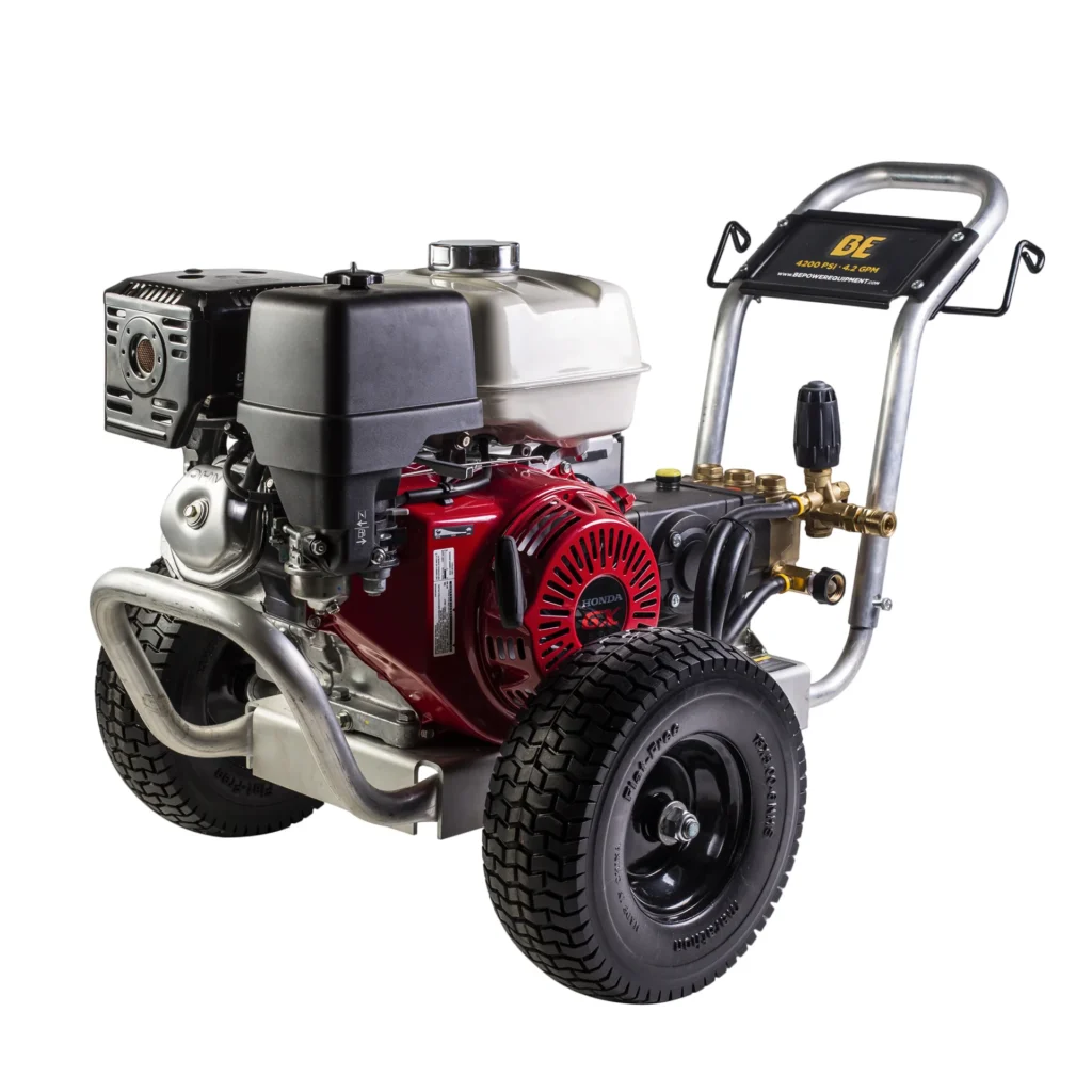 4,200 PSI 4.2 GPM Cold Water Gas Pressure Washer with Honda GX390 Engine and General Belt Drive Triplex Pump on Aluminum Frame - B4213HABGS