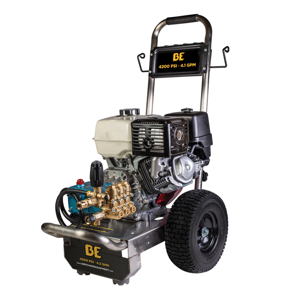4.2GPM Cold Water Gas Pressure Washer Honda GX390 Engine and General Triplex Pump on Stainless Steel Frame - B4213HSJS