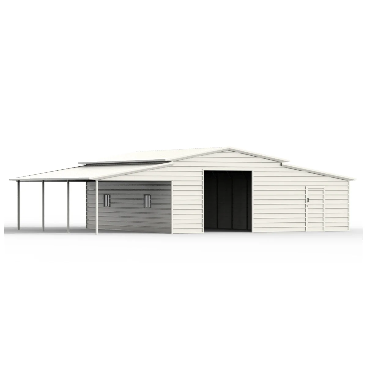 42' x 30' Vertical Steel Garage With Lean-to