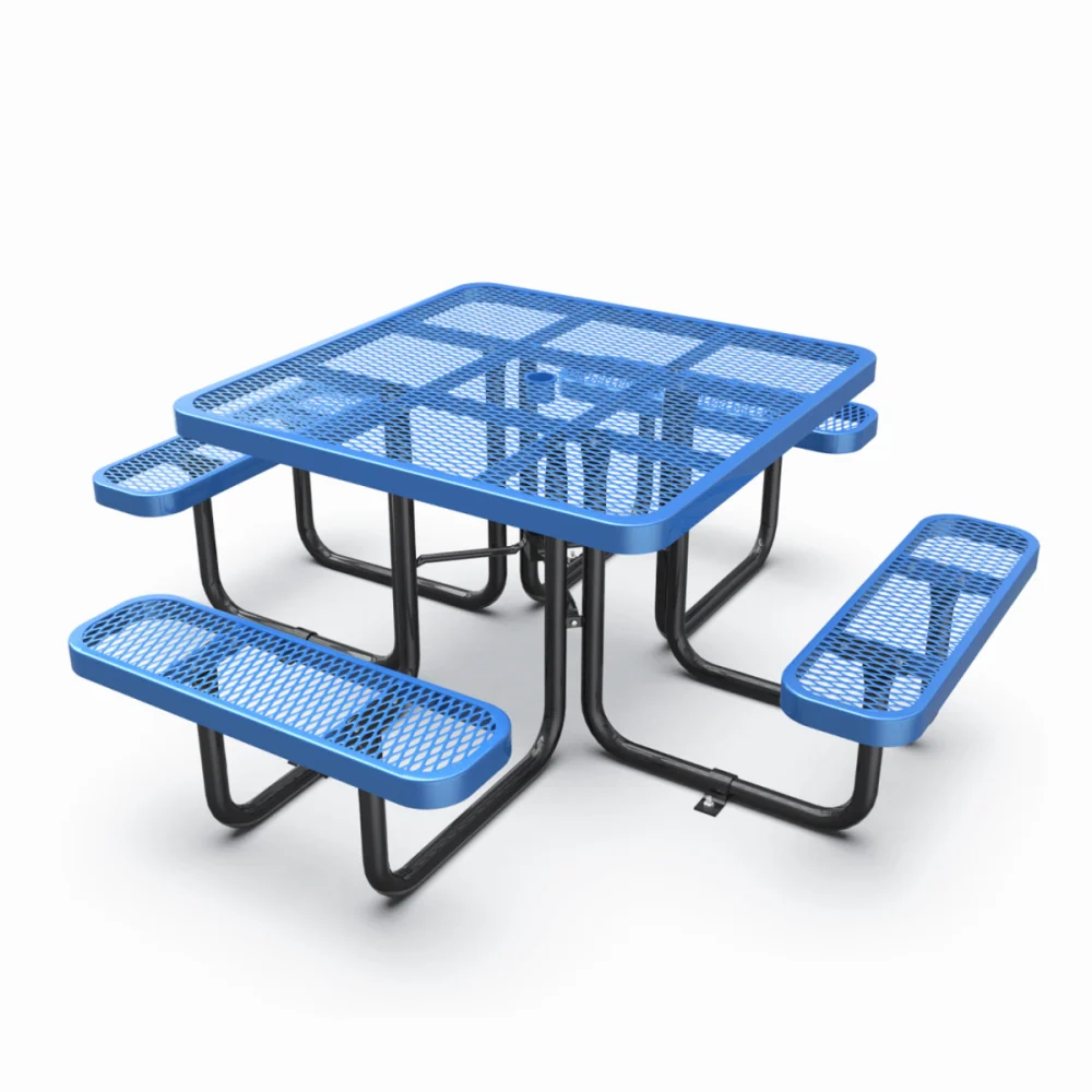 46” Square Metal Picnic Table with Umbrella Hole
