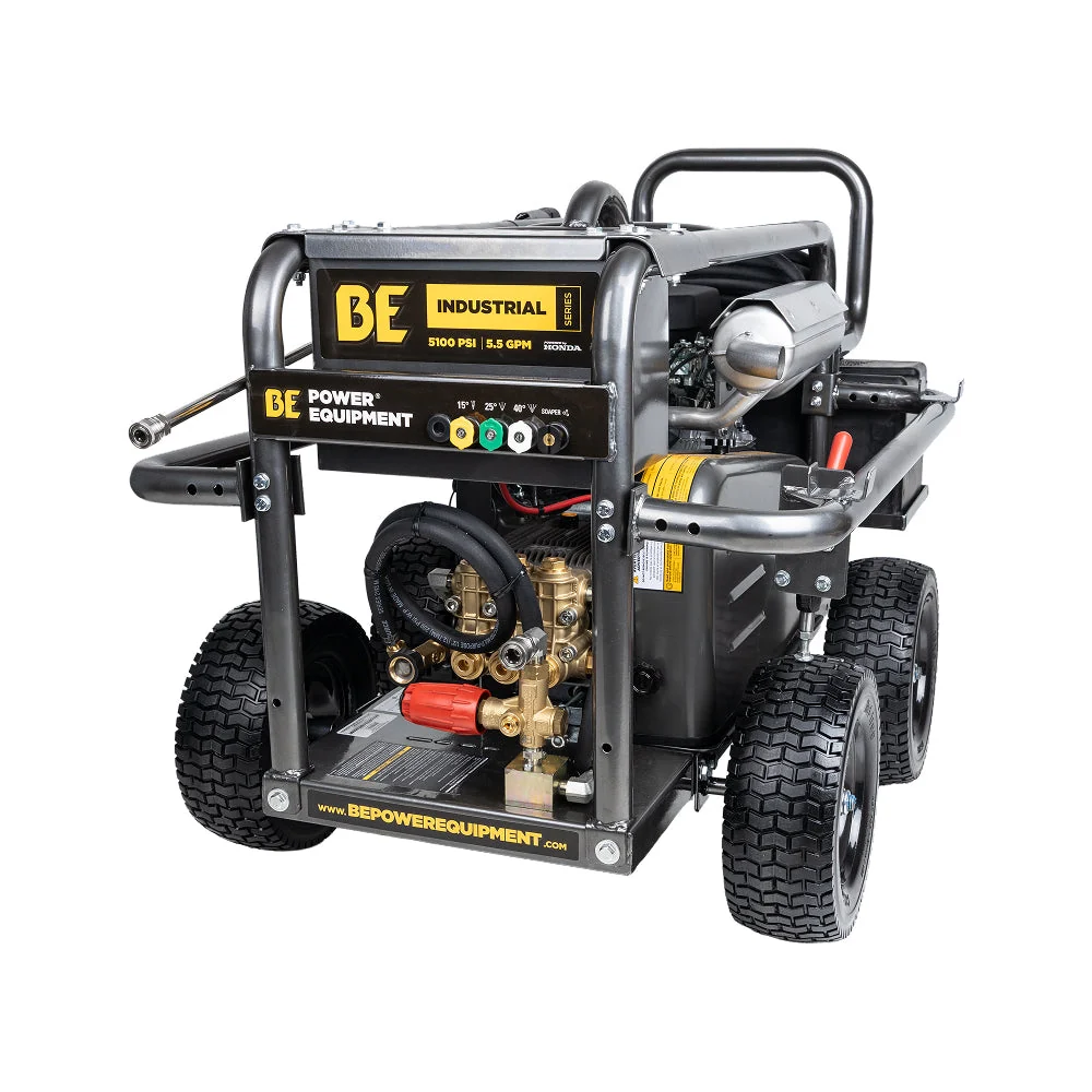 5,100 PSI 5.5 GPM Cold Water Gas Pressure Washer with Honda GX690 Electric Start Engine and CP Belt Drive Triplex Pump on Roll Cage Frame - B5024HEBAS