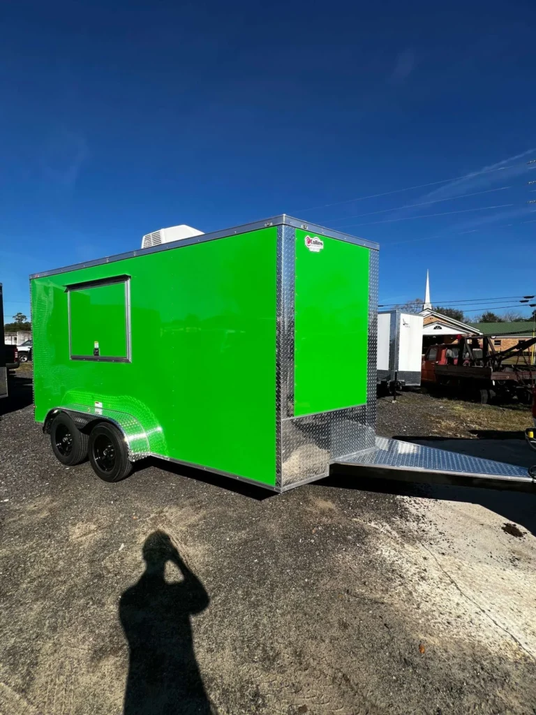 7x14 Hook and Line Cargo Green Concession Trailer for Sale