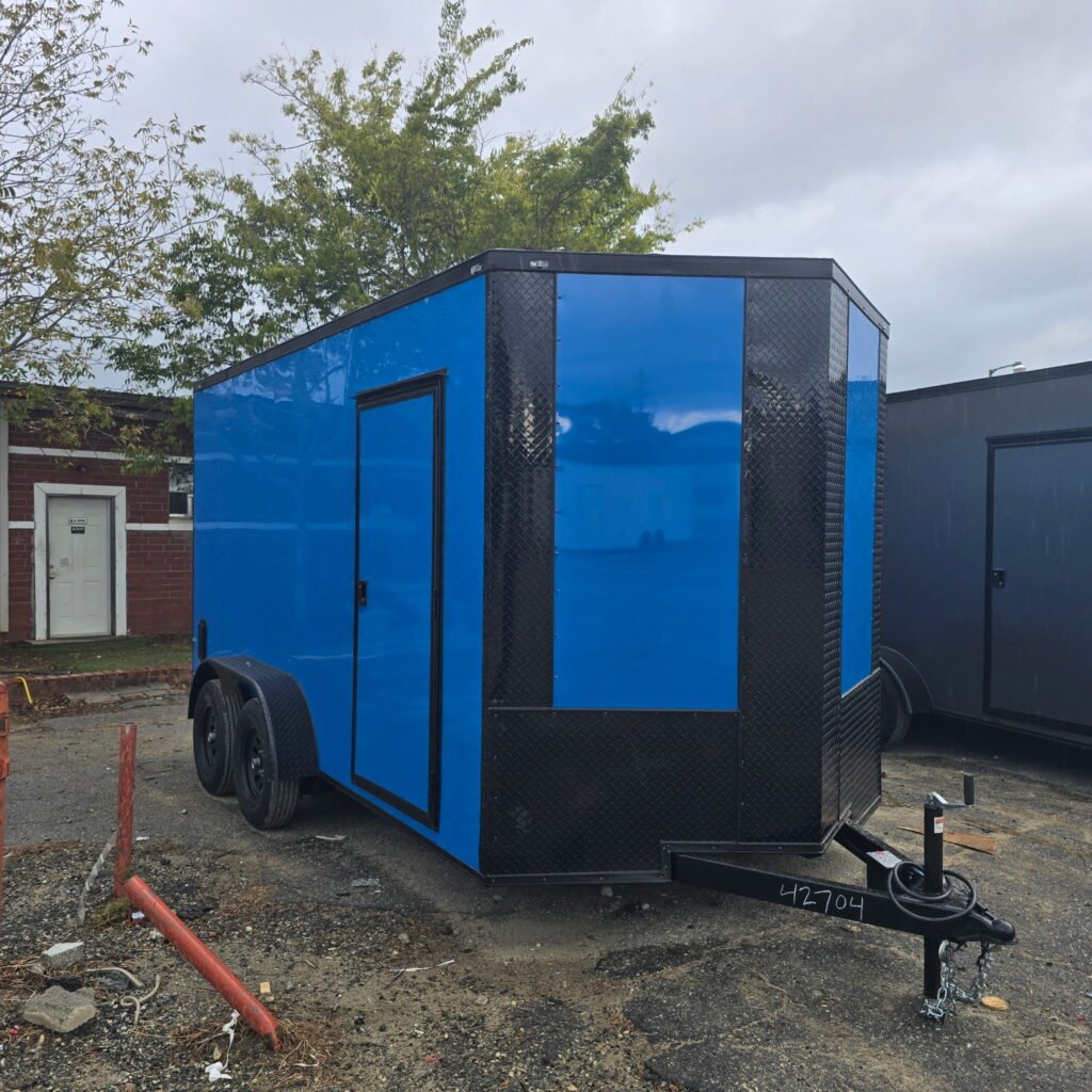 7x14 Tandem Axle Pepsi Blue Blackout Enclosed Cargo Trailer – Collins Custom Cargo