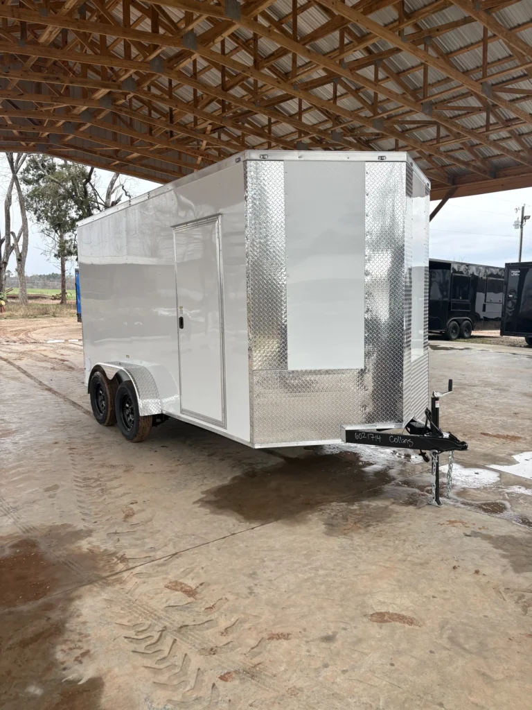 7x14 Tandem Axle White Enclosed Cargo Trailer – Collins Custom Cargo