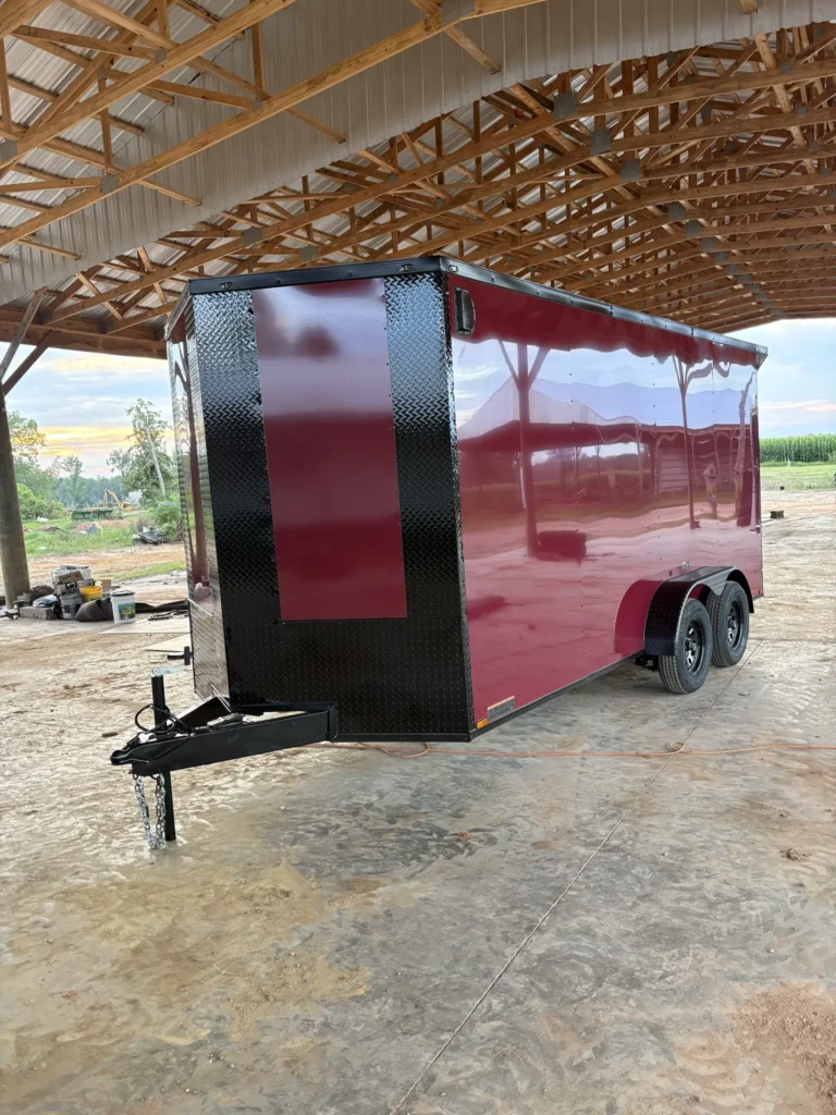 7x16 Tandem Axle Brandy Wine Blackout Enclosed Cargo Trailer – Collins Custom Cargo