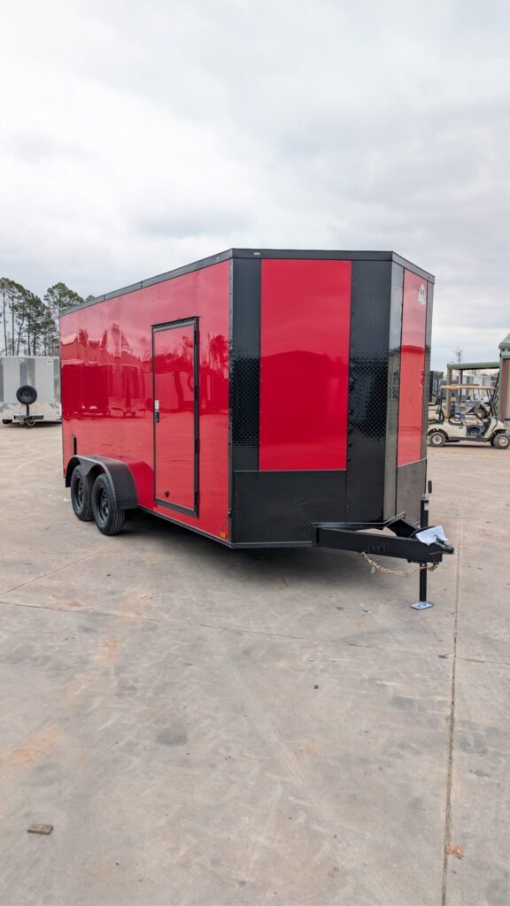 7x16 Titanium Cargo Red Blackout Enclosed Cargo Trailer for Sale