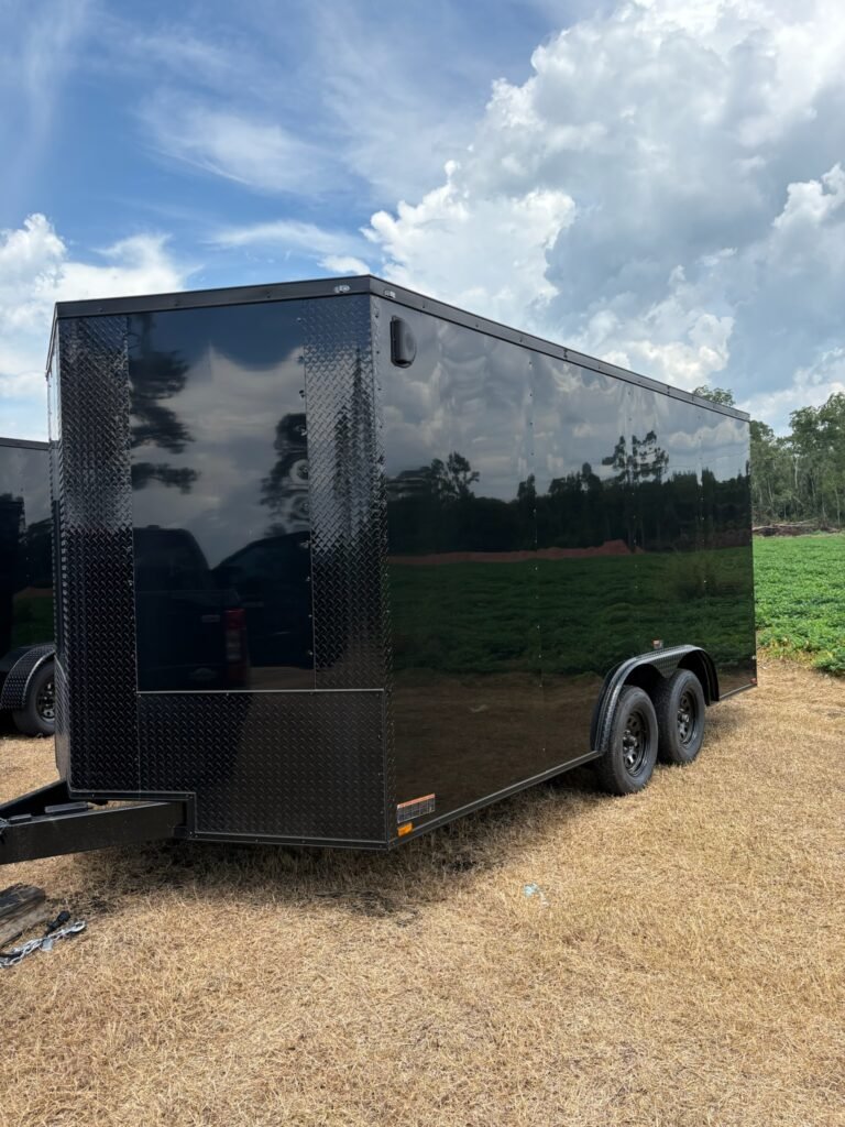8.5x16 Hook and Line Cargo Black Blackout Enclosed Cargo Trailer for Sale