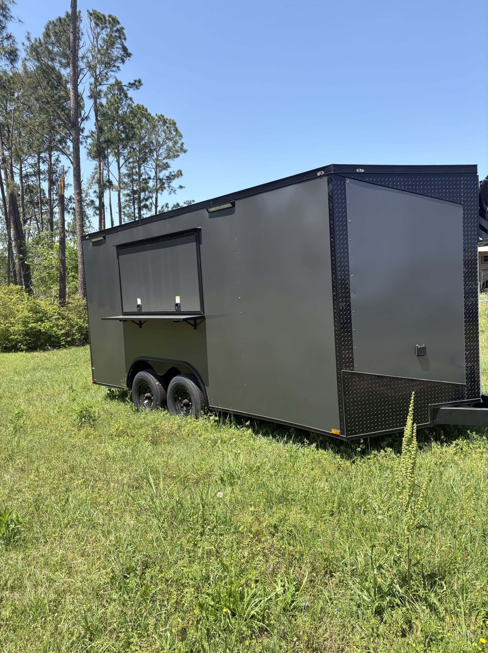 8.5x16 Hook and Line Cargo Charcoal Blackout Concession Trailer for Sale