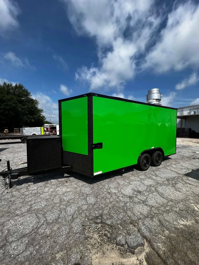 8.5x16 Hook and Line Cargo Lime Green Concession Trailer for Sale