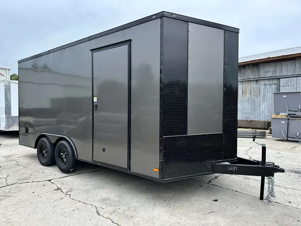 8.5x16 Titanium Cargo Charcoal Blackout Enclosed Cargo Trailer for Sale