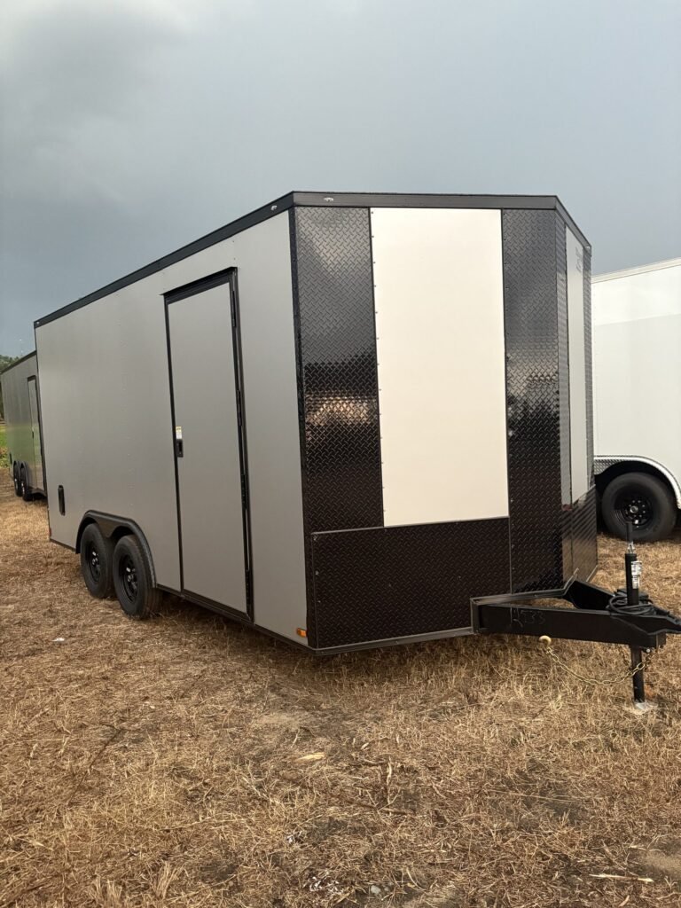 8.5x16 Titanium Cargo Silver Frost Blackout Enclosed Cargo Trailer for Sale