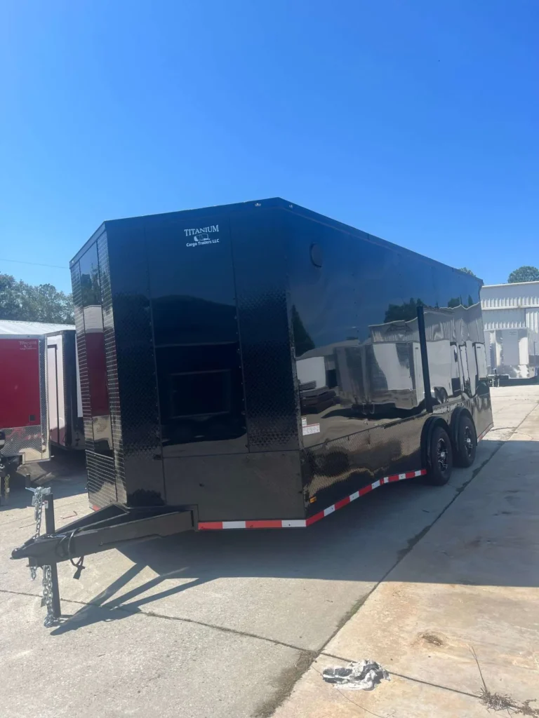 8.5x20 Titanium Cargo Black Blackout Spread Axle Race Trailer for Sale