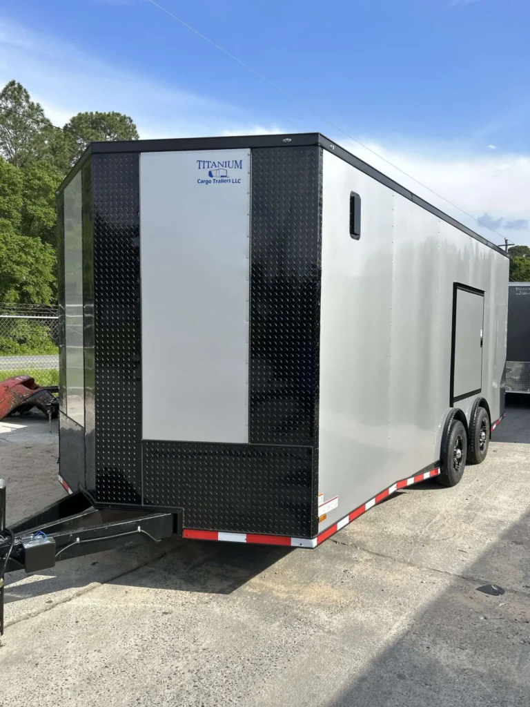 8.5x20 Titanium Cargo Silver Blackout Spread Axle Enclosed Cargo Trailer for Sale
