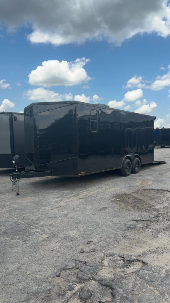 8.5x20TA Hook and Line Cargo Black Blackout Enclosed Race Trailer for Sale