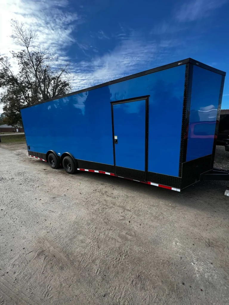 8.5x24 Hook and Line Cargo Electric Blue Enclosed Cargo Trailer for Sale