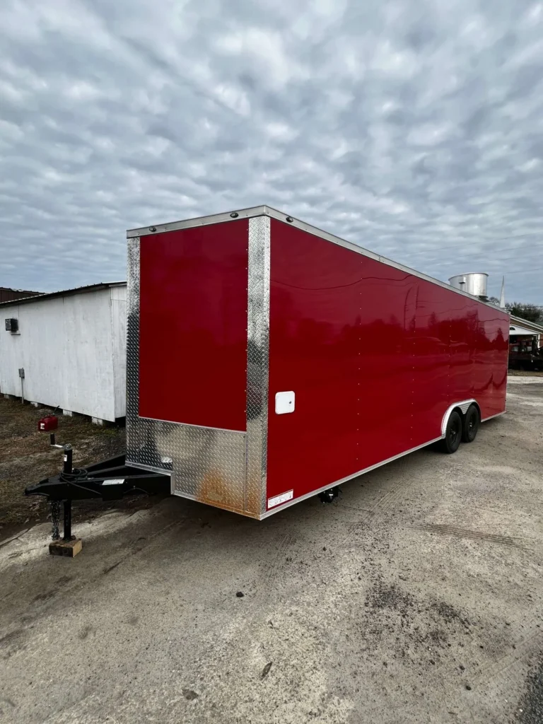 8.5x24 Hook and Line Cargo Red Concession Trailer for Sale