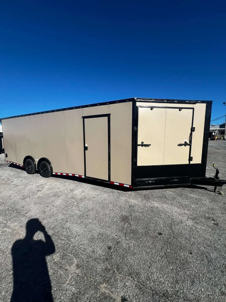 8.5x24 Hook and Line Cargo Tan Custom Enclosed Cargo Trailer for Sale