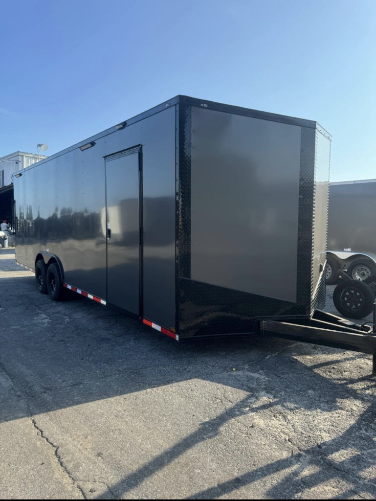 8.5x24 Titanium Cargo Charcoal Blackout Enclosed Race Trailer for Sale
