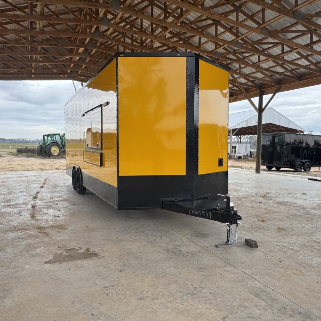 8.5x24TA Hook and Line Cargo Yellow Enclosed Concession Trailer for Sale