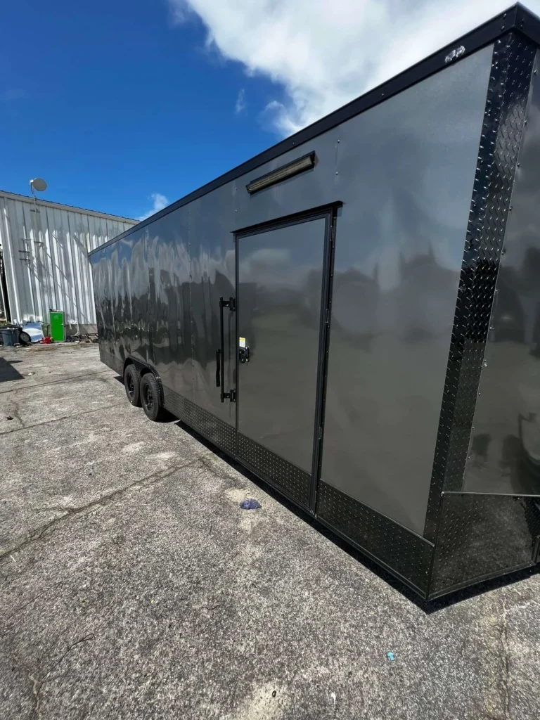 8.5x28 Hook and Line Cargo Charcoal Gray Blackout Enclosed Cargo Trailer for Sale