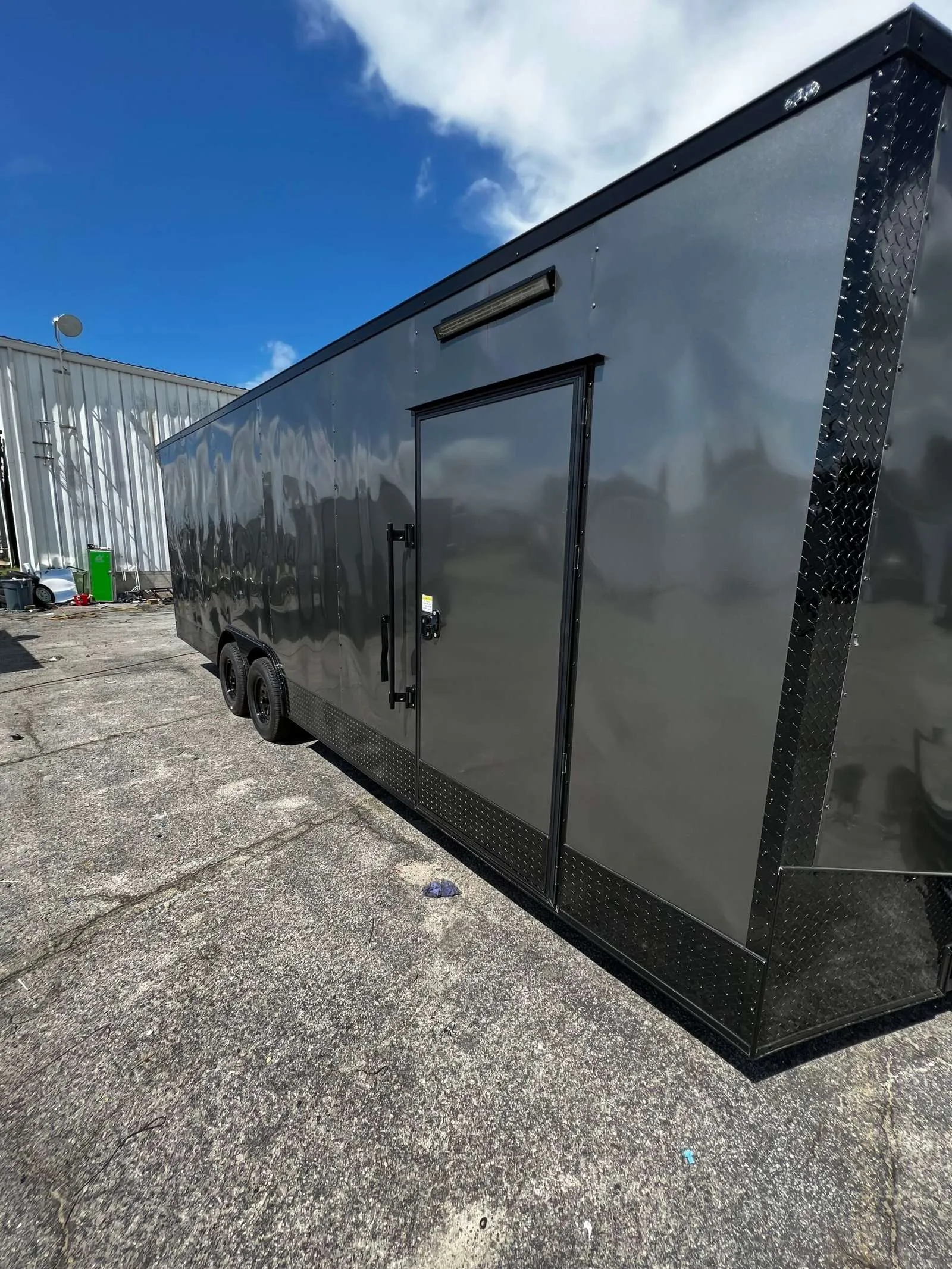 8.5x28 Hook and Line Cargo Charcoal Gray Blackout Enclosed Cargo Trailer for Sale