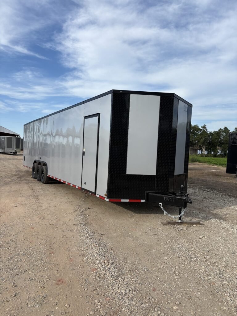 8.5x36 Titanium Cargo Silver Frost Blackout Enclosed Cargo Trailer for Sale
