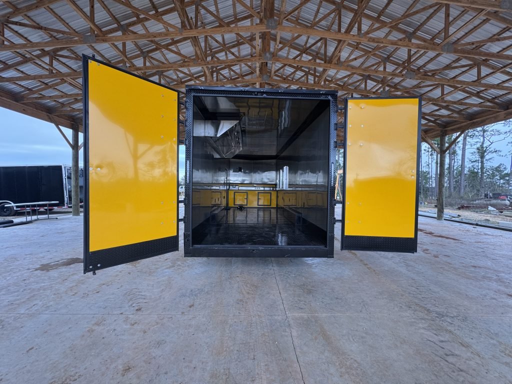 8.5x24TA Hook and Line Cargo Yellow Enclosed Concession Trailer for Sale – product view 5