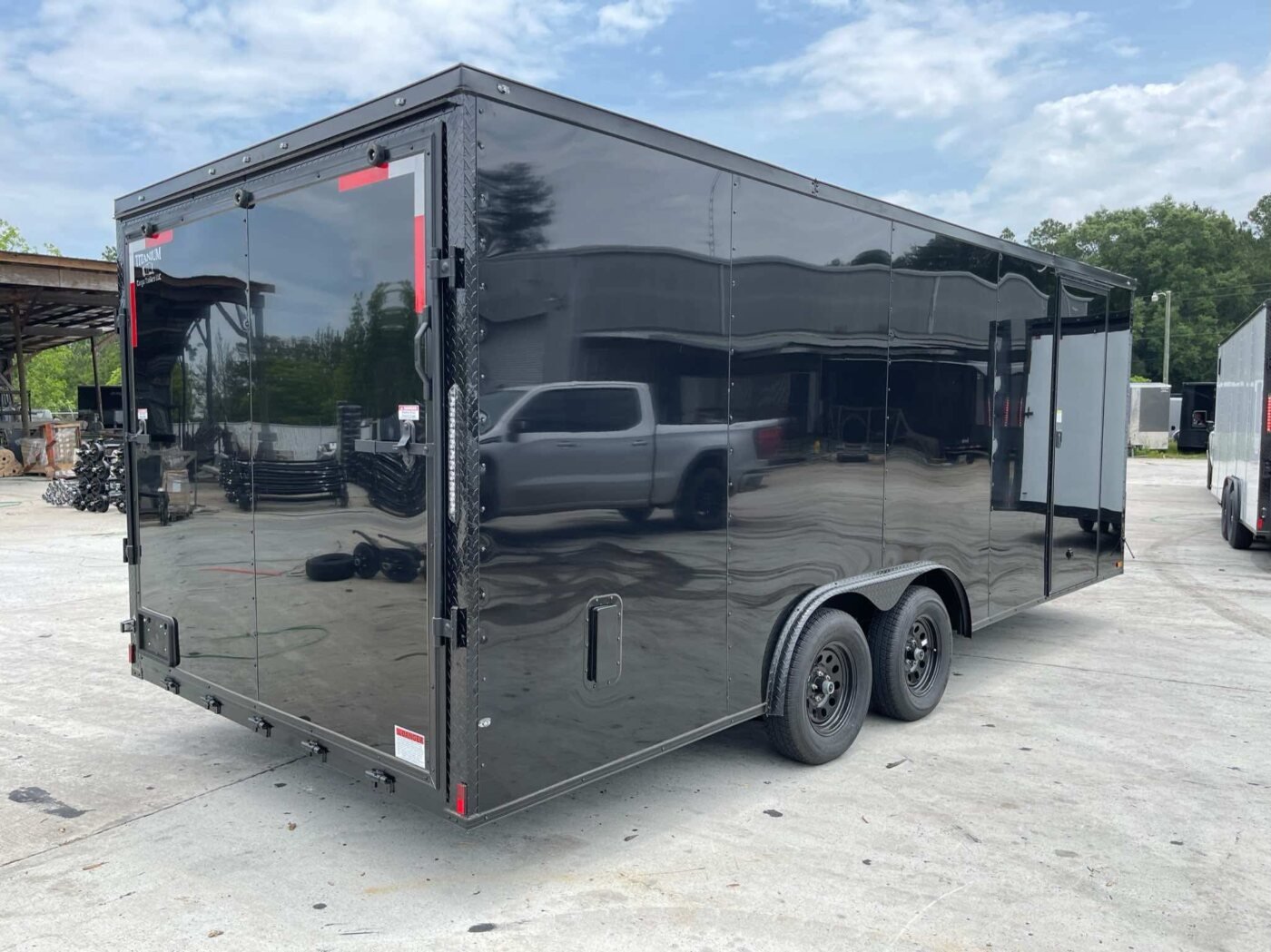 Black Blackout Trim Enclosed Cargo Trailer rv side door