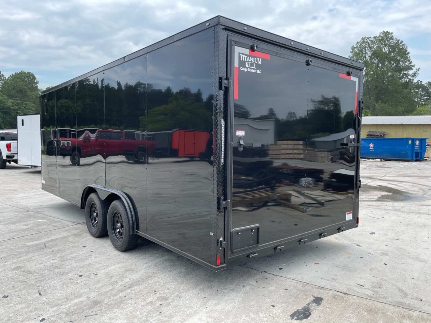 Black Blackout Trim Enclosed Cargo Trailer Rear Ramp