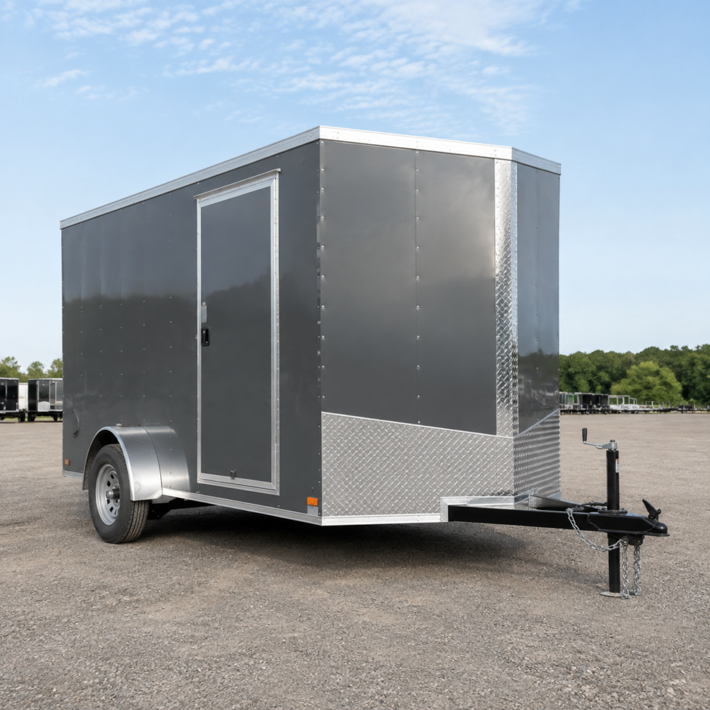 6x12 Single Axle Charcoal Enclosed Cargo Trailer – Collins Custom Cargo