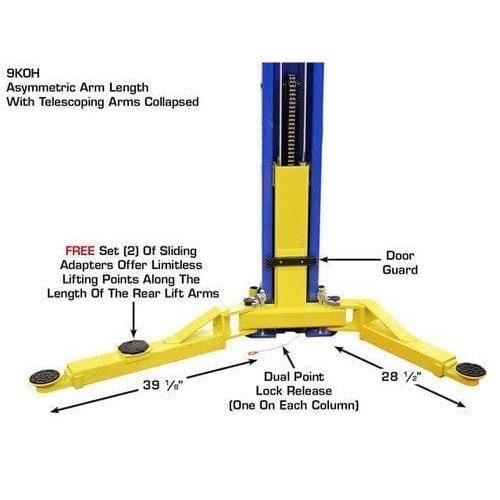 Atlas 9KOHX 9,000 lb Overhead 2-Post Lift w/ LMA Combo - Image 11