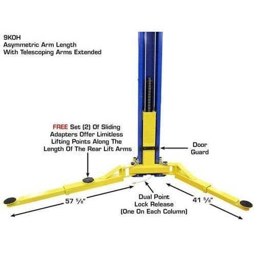 Atlas 9KOHX 9,000 lb Overhead 2-Post Lift w/ LMA Combo - Image 12