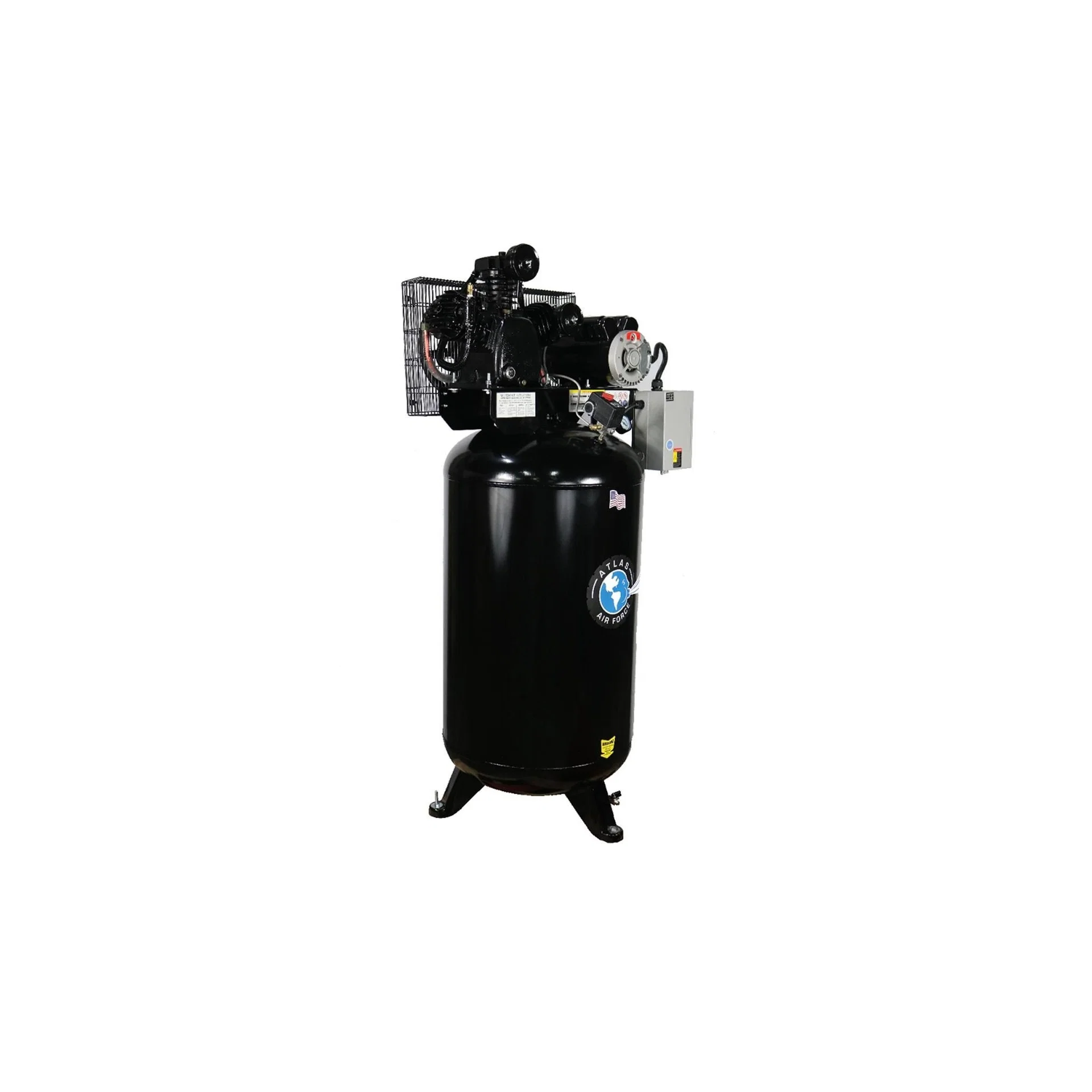 Atlas Air Force AF7 80 Gallon 2-Stage Air Compressor | 5 HP Low RPM | Magnetic Starter | 220V Single Phase | 175 PSI
