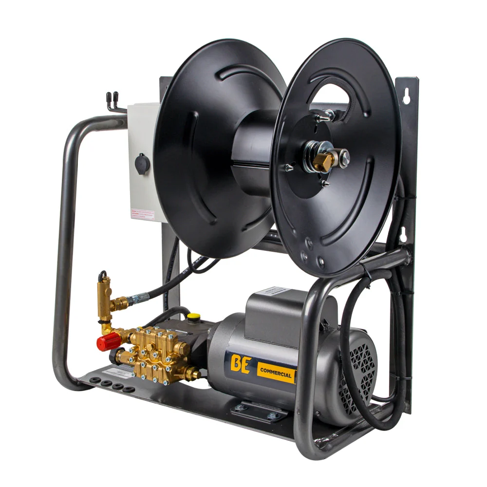 BE Power Equipment 1,500 PSI 2.0 GPM 2.0 HP Wall Mount Electric Pressure Washer with a Baldor Motor and General Triplex Pump - X-1520FW1GENH