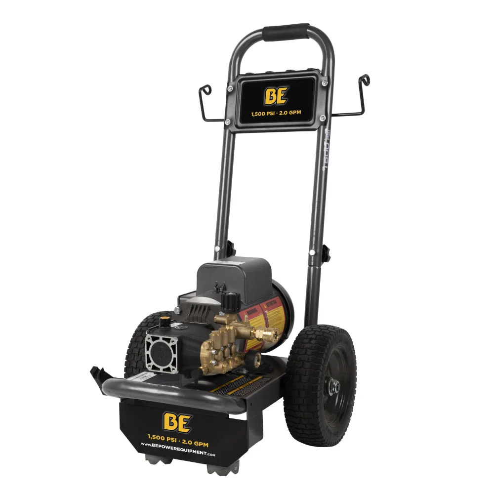 BE Power Equipment 1,500 PSI 2.0 GPM Electric Pressure Washer with Baldor Motor and AR Triplex Pump - PE-1520EW1A