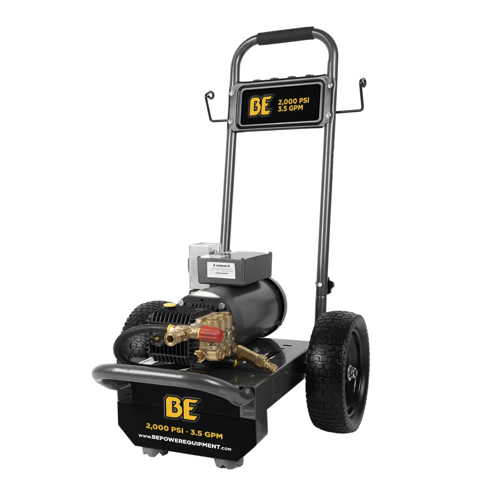 BE Power Equipment 2,000 PSI 3.5 GPM 5.0 HP Electric Pressure Washer with Baldor Motor and General Triplex Pump - B205EG