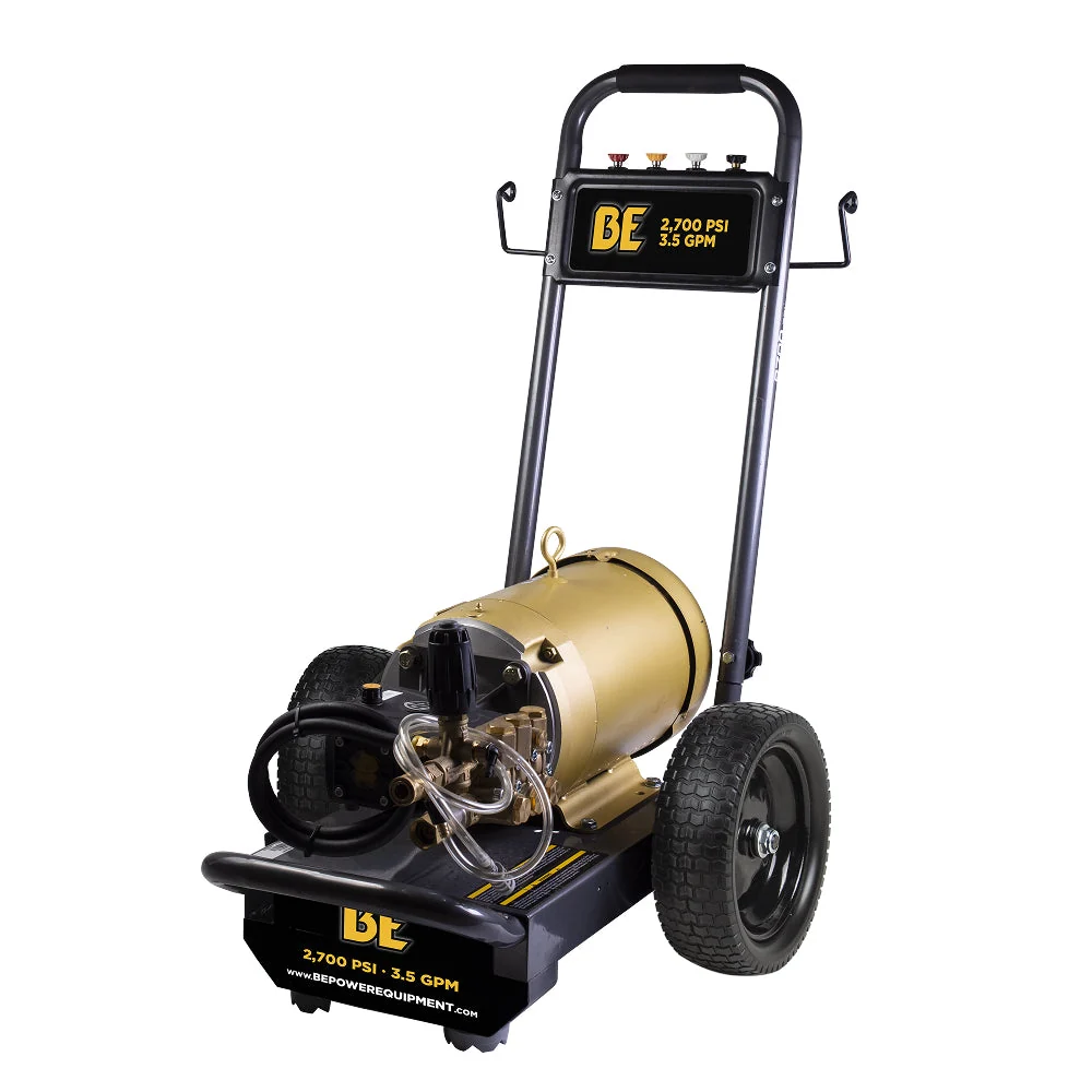 BE Power Equipment 2,700 PSI 3.5 GPM 7.5 HP Electric Pressure Washer with Baldor Motor and CP Triplex Pump - B2775E3AHE