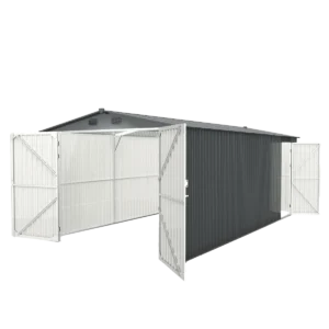 Chery Industrial 10’ x 20’ Metal Garage Shed with Double Front Doors & Side Entry Door