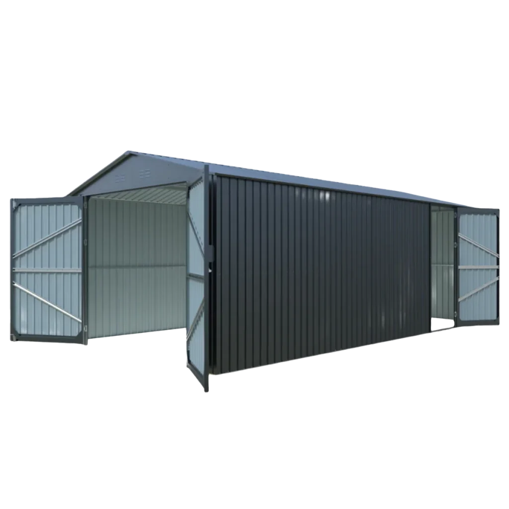 Chery Industrial 10'x20' Plus Upgraded Metal Garage Shed with Double Front Doors, Side Entry Door