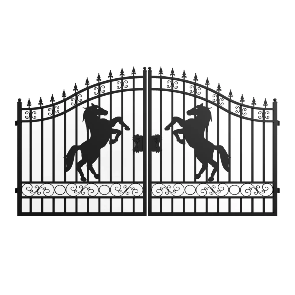 Chery Industrial 12x8 ft Dual Swing Driveway Gate with Horse Pattern