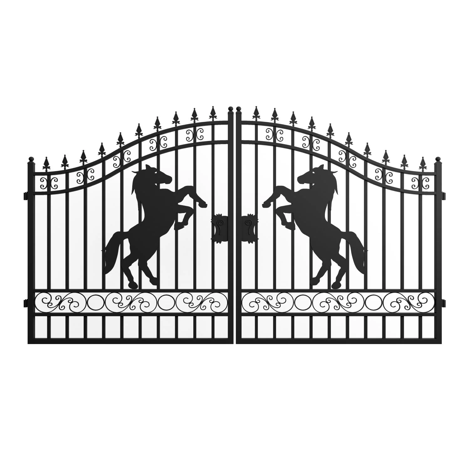 Chery Industrial 12x8 ft Dual Swing Driveway Gate with Horse Pattern