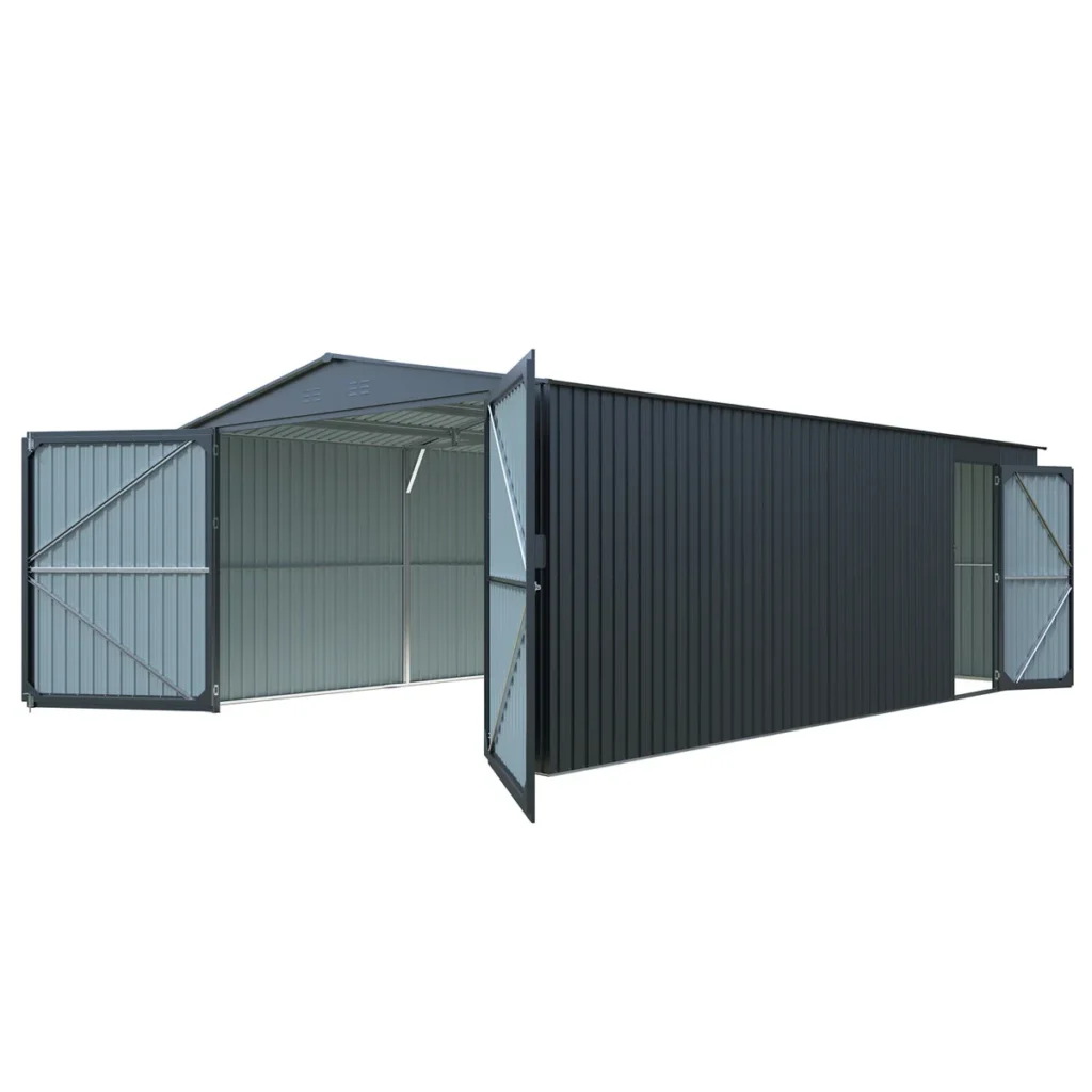 Chery Industrial 13’ x 20’ Upgraded Metal Storage Shed with Double Front Doors & Side Entry Door