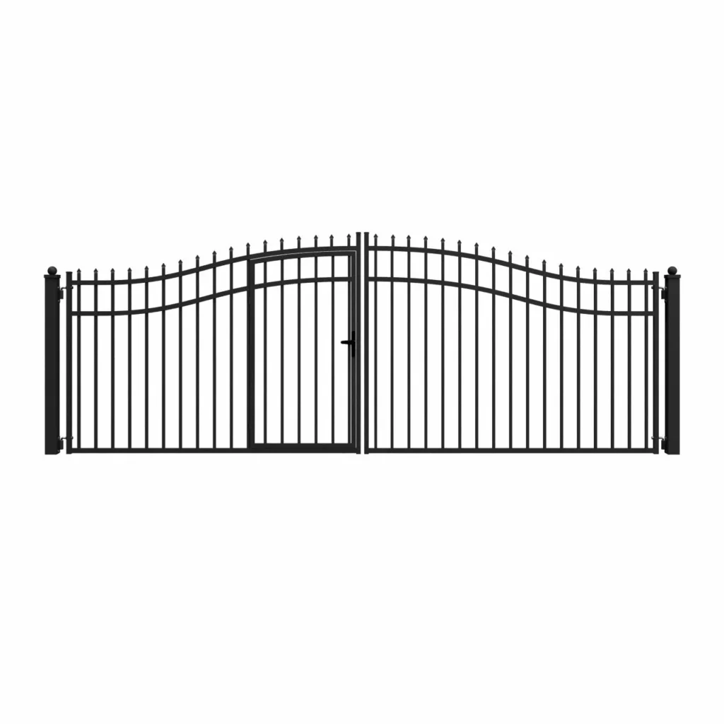 Chery Industrial 16’ x 7’ Steel Dual Swing Driveway Gate with Built‑In Pedestrian Door