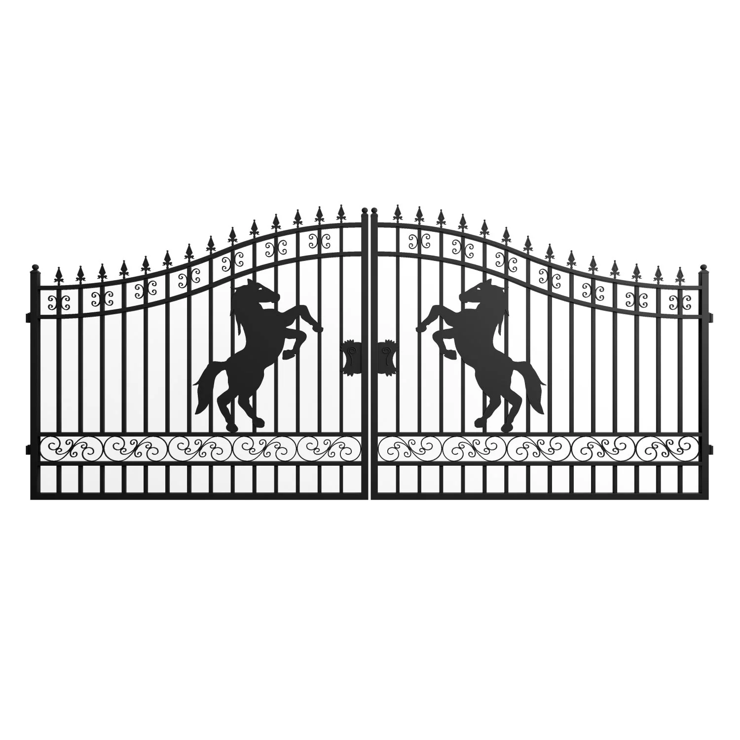 Chery Industrial 16x8 ft Steel Dual Swing Driveway Gate with Horse Pattern