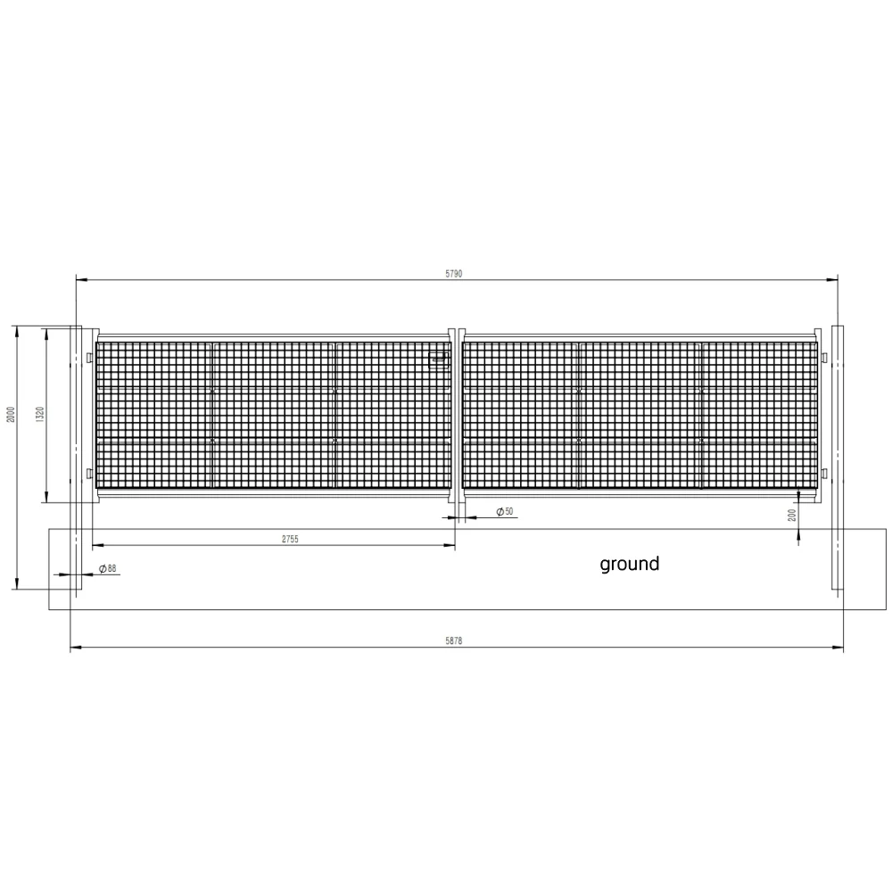 Chery Industrial 18 ft Farm Metal Grid Iron Gate Dual Swing Driveway Gate
