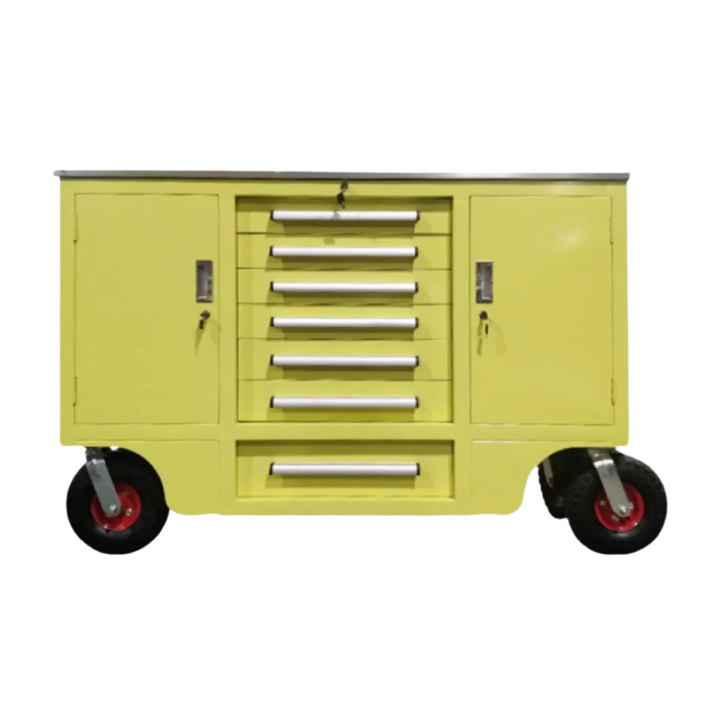 Chery Industrial 4.5ft Heavy Duty Mobile Workbench with 7 Drawers & 2 Cabinets